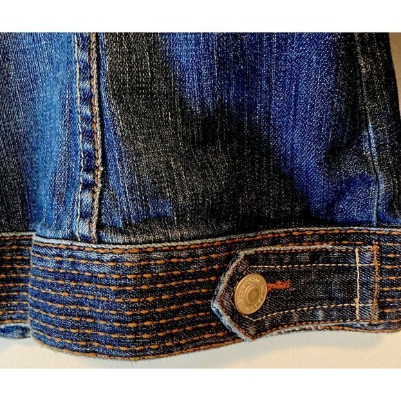Liz Claiborne Women’s Embroidered Top Stitching Denim Jean Jacket Size M - Picture 8 of 12
